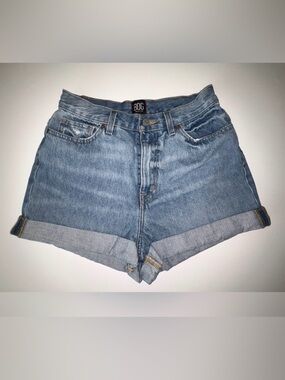 BDG Urban Outfitters High Rise Denim Shorts Light Wash Cuffed